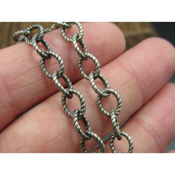 18" Sterling Silver Large Green Shell Pendant Necklace Vintage Minimalist - Picture 4 of 7